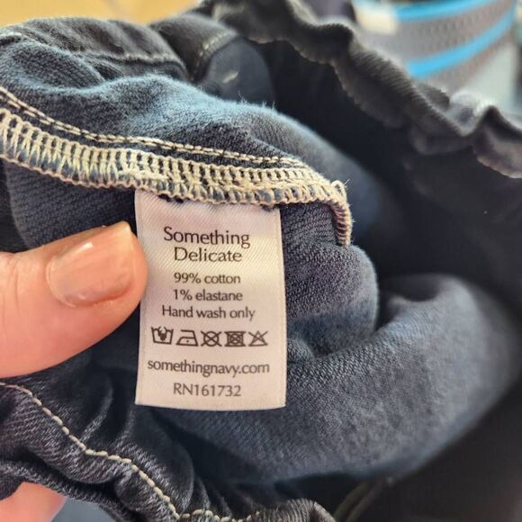 Something Navy Paperbag Waistbag Straight Leg High Rise Denim Jeans Black Size 6 - Picture 11 of 12